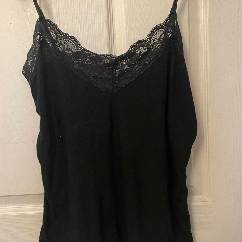 Elegant Black Lace Trim Cami Top